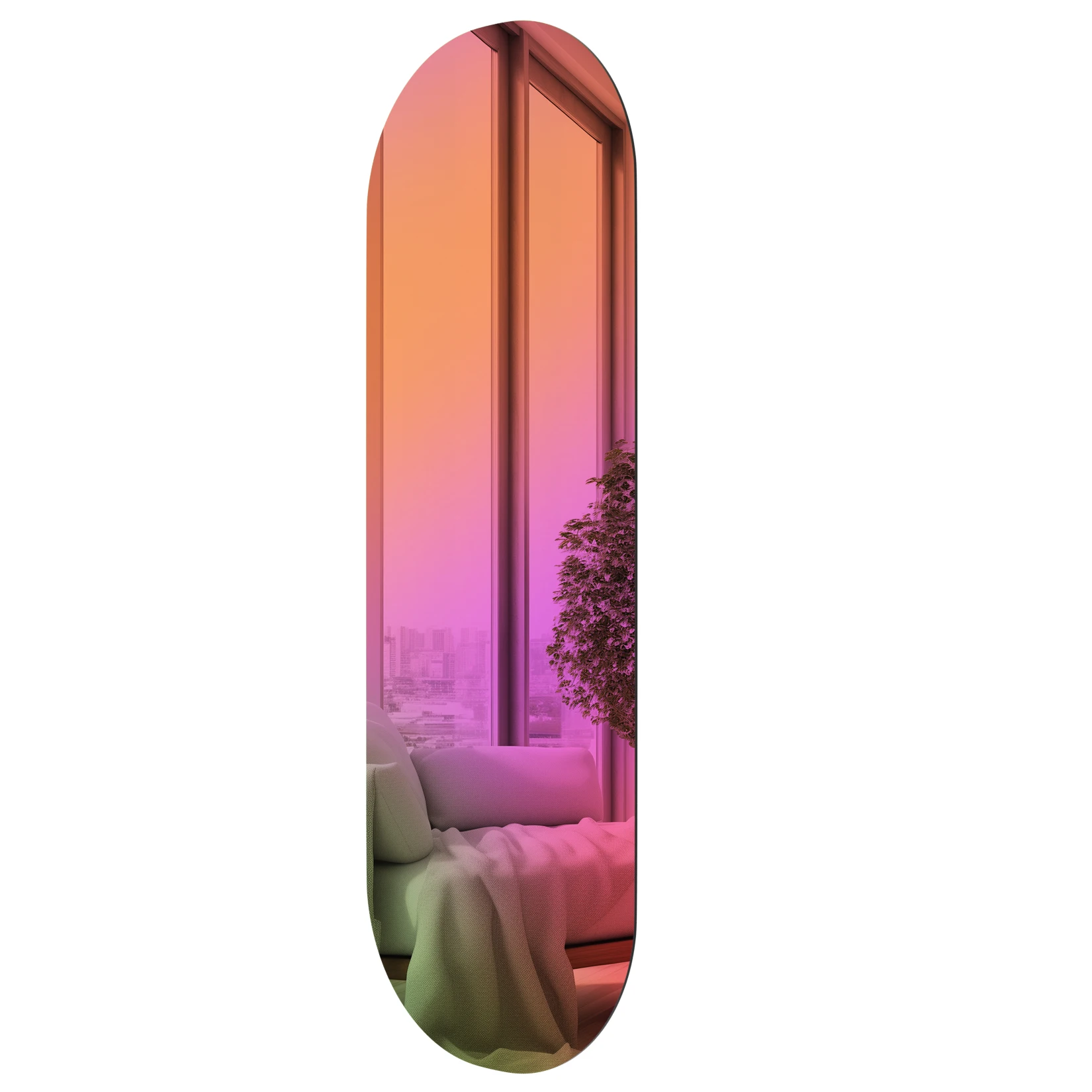 Wisfor Decorative Wall Mirror Long Oval Iridescent Mirror Full Length Rainbow Wall Hanging Accent Mirror for Bedroom Living Room