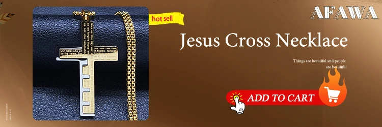 Cross Christian Church Prayer Necklace Men Stainless Steel Gold Color Bible Amulet Necklaces Jewelry colar masculino N2005S02