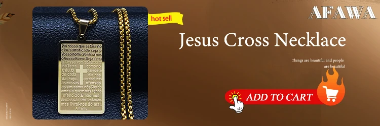 Cross Christian Church Prayer Necklace Men Stainless Steel Gold Color Bible Amulet Necklaces Jewelry colar masculino N2005S02