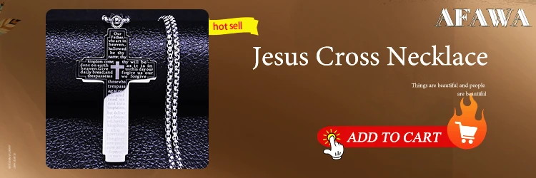 Cross Christian Church Prayer Necklace Men Stainless Steel Gold Color Bible Amulet Necklaces Jewelry colar masculino N2005S02