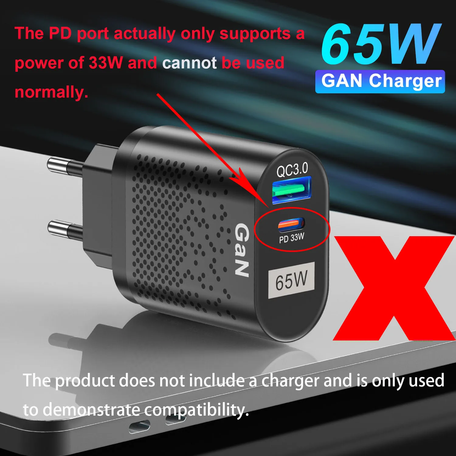 1.8m Type C Charge Cable for Wii Console 65W PD USB C Gaming Power Supply Cord for Nintendo Wii Charge Game Console LED Wire