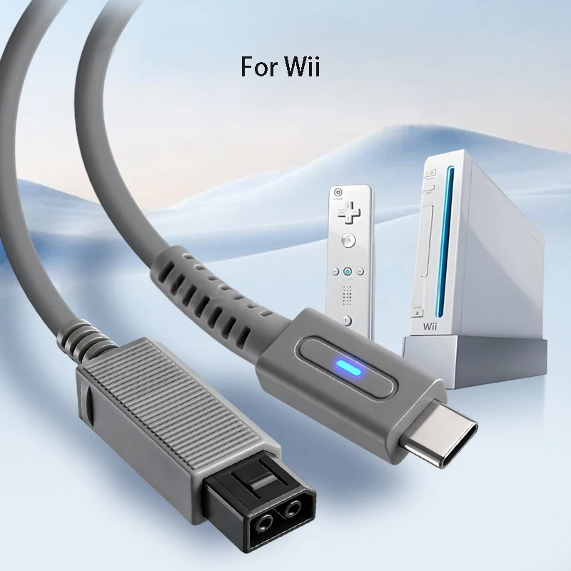 1.8m Type C Charge Cable for Wii Console 65W PD USB C Gaming Power Supply Cord for Nintendo Wii Charge Game Console LED Wire