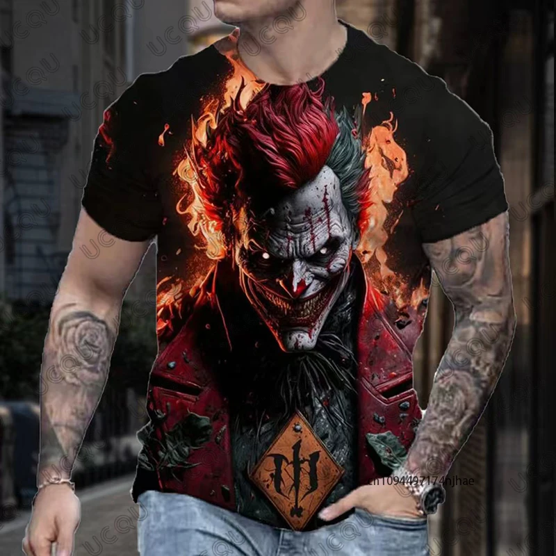 2026 New Classic DC Comic Joker 3D Print Men's T-shirt Summer Short Sleeve Clown Tees Vintage Male Clothes Casual Oversized Tops