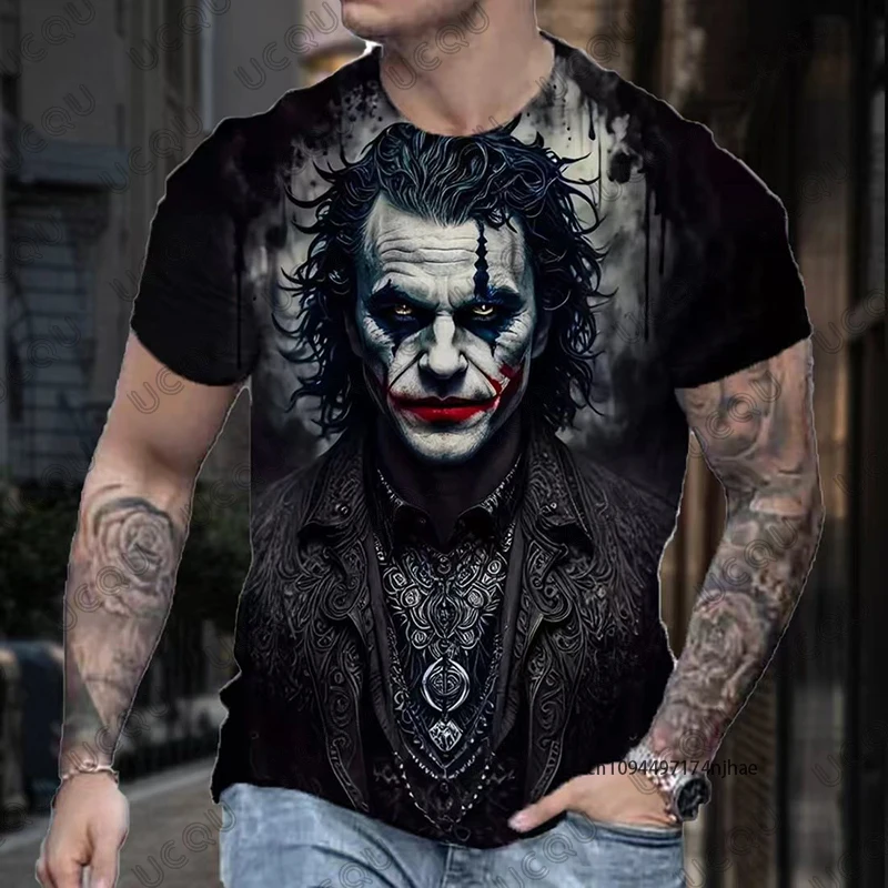 2026 New Classic DC Comic Joker 3D Print Men's T-shirt Summer Short Sleeve Clown Tees Vintage Male Clothes Casual Oversized Tops