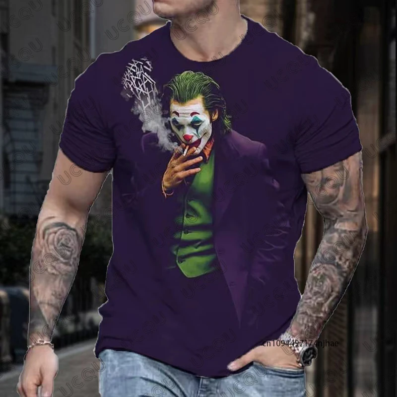 2026 New Classic DC Comic Joker 3D Print Men's T-shirt Summer Short Sleeve Clown Tees Vintage Male Clothes Casual Oversized Tops