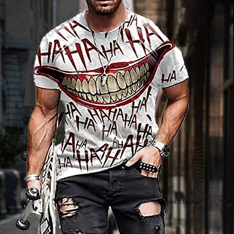 2026 New Classic DC Comic Joker 3D Print Men's T-shirt Summer Short Sleeve Clown Tees Vintage Male Clothes Casual Oversized Tops