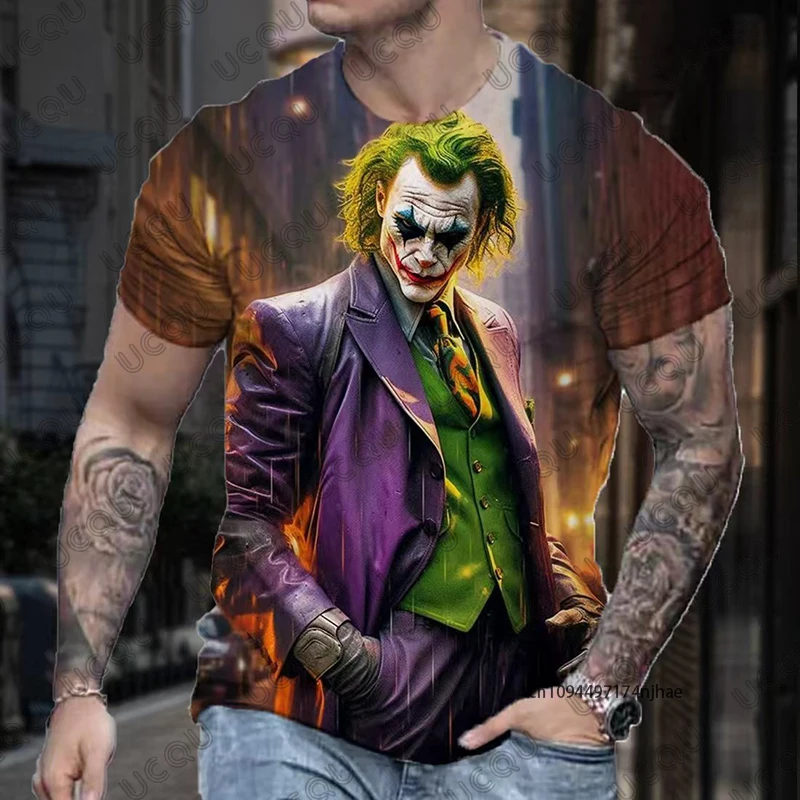 2026 New Classic DC Comic Joker 3D Print Men's T-shirt Summer Short Sleeve Clown Tees Vintage Male Clothes Casual Oversized Tops