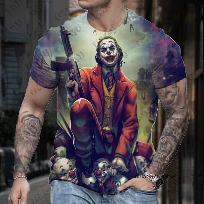 2026 New Classic DC Comic Joker 3D Print Men's T-shirt Summer Short Sleeve Clown Tees Vintage Male Clothes Casual Oversized Tops
