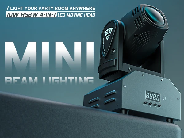 U'King 15W RGBW 4 in 1 LED Moving Head Light 11/13CH Beam Stage Light DMX512 Voice-activated Effect for Party DJ Bar KTV Disco