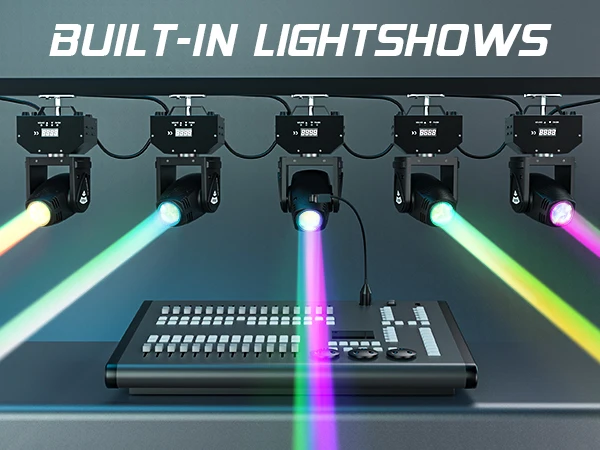 U'King 15W RGBW 4 in 1 LED Moving Head Light 11/13CH Beam Stage Light DMX512 Voice-activated Effect for Party DJ Bar KTV Disco