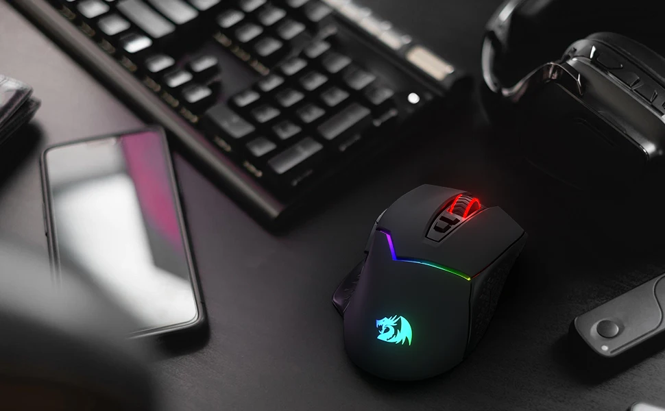 Redragon M690 PRO Wireless Gaming Mouse 8000 DPI Wired Mouse Rapid Fire Key 8 Macro Buttons for PC/Mac/Laptop, Black/White Mouse