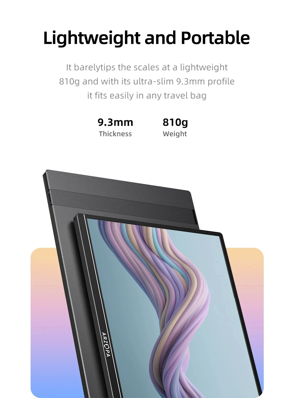 ARZOPA 16inch 2K Portable Monitor 16:10 IPS Screen with type-c mini hdmi Second Display for MAC/Laptop/PC/Xbox/PS4/5/Switch,Z1RC