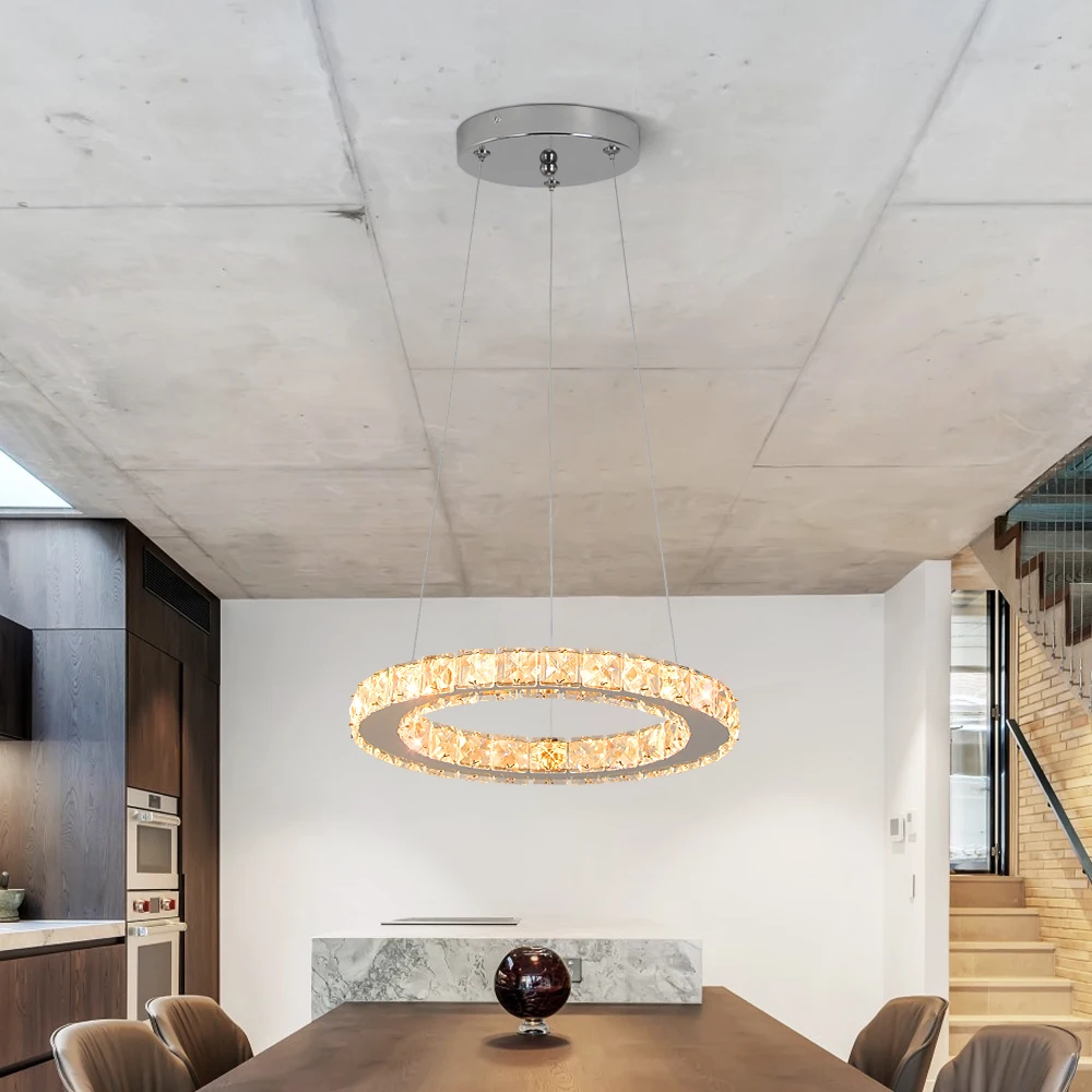Ring Led Hanging Light Pendant Lamp Luxury Gold Copper New Chandelier Lustre Ceiling Lamp Living Dining Room Home Decor Fixture