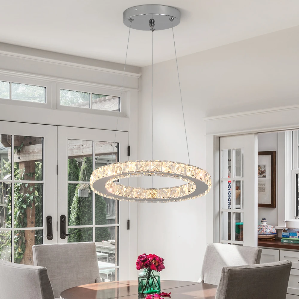 Ring Led Hanging Light Pendant Lamp Luxury Gold Copper New Chandelier Lustre Ceiling Lamp Living Dining Room Home Decor Fixture