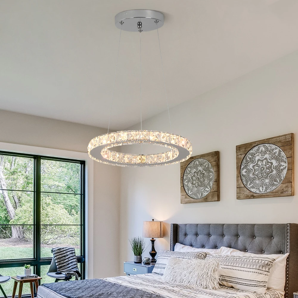 Ring Led Hanging Light Pendant Lamp Luxury Gold Copper New Chandelier Lustre Ceiling Lamp Living Dining Room Home Decor Fixture