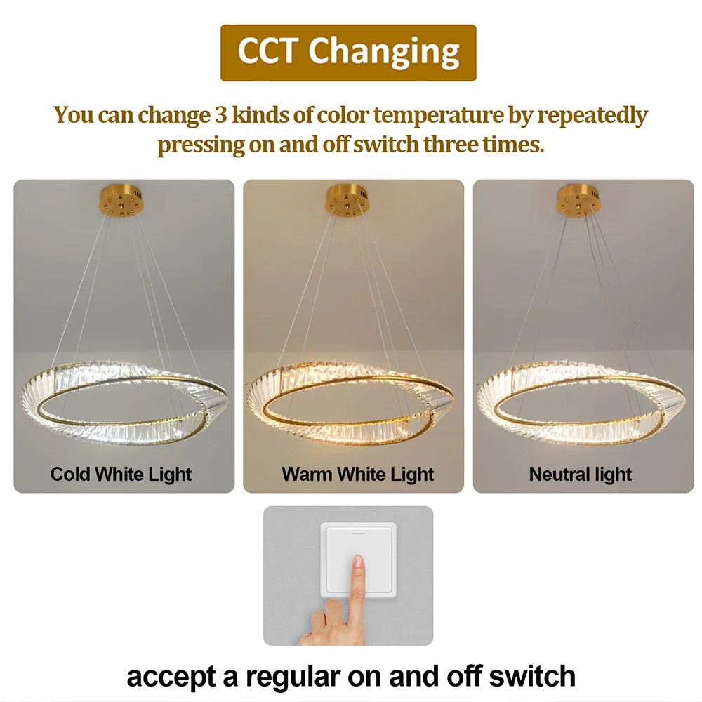 Ring Led Hanging Light Pendant Lamp Luxury Gold Copper New Chandelier Lustre Ceiling Lamp Living Dining Room Home Decor Fixture