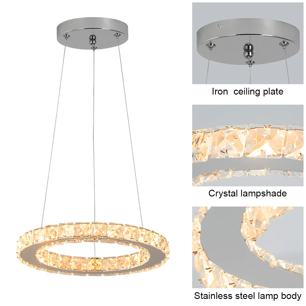 Ring Led Hanging Light Pendant Lamp Luxury Gold Copper New Chandelier Lustre Ceiling Lamp Living Dining Room Home Decor Fixture