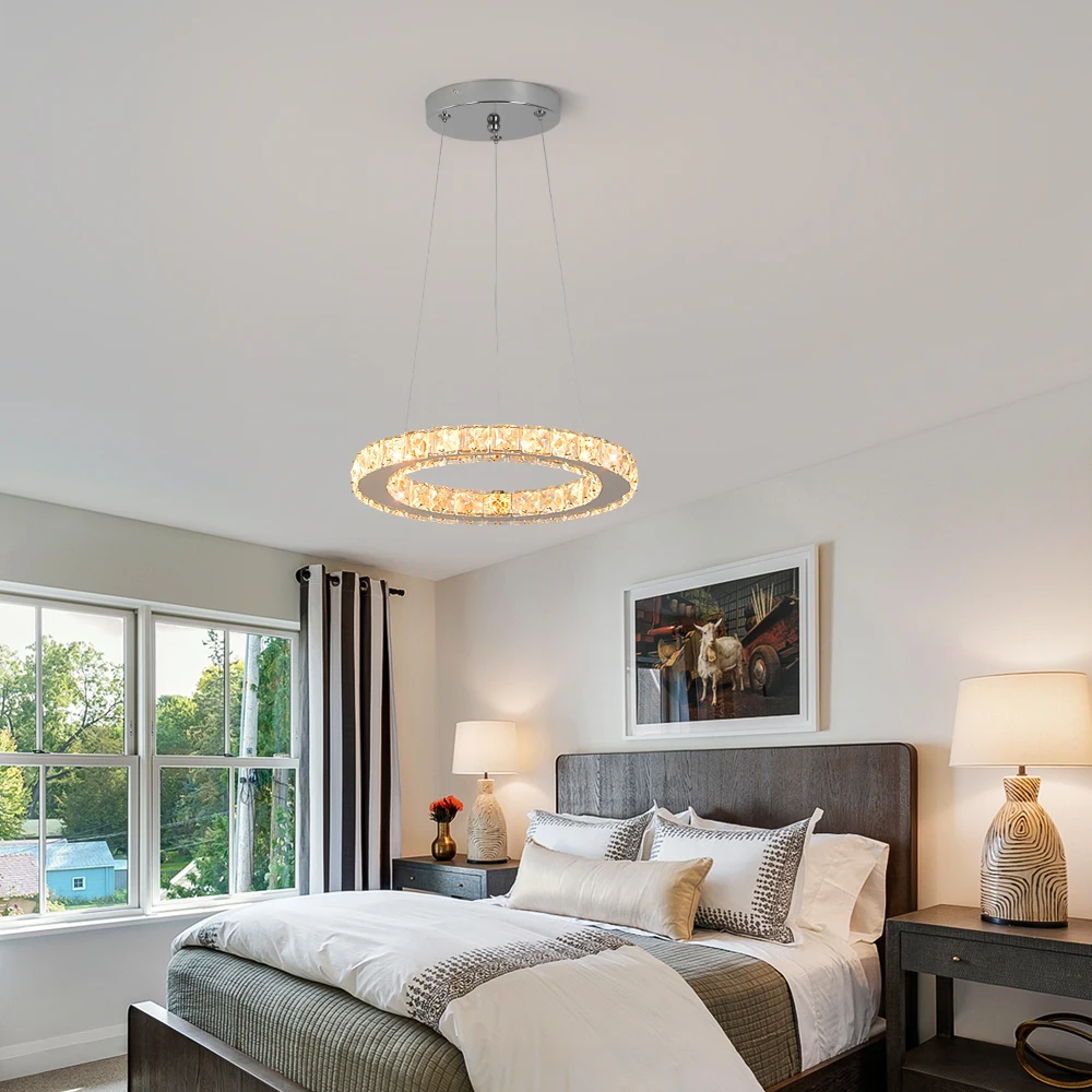 Ring Led Hanging Light Pendant Lamp Luxury Gold Copper New Chandelier Lustre Ceiling Lamp Living Dining Room Home Decor Fixture