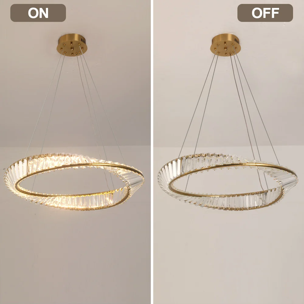 Ring Led Hanging Light Pendant Lamp Luxury Gold Copper New Chandelier Lustre Ceiling Lamp Living Dining Room Home Decor Fixture