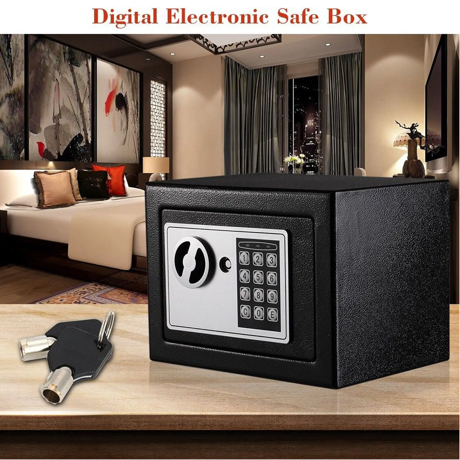 4.6L/8.5L/16L Safes for Home+ 2 Manual Override Keys,Security Safe Cash Box with Double Digital Keypad&Safety Key Lock Cabinet