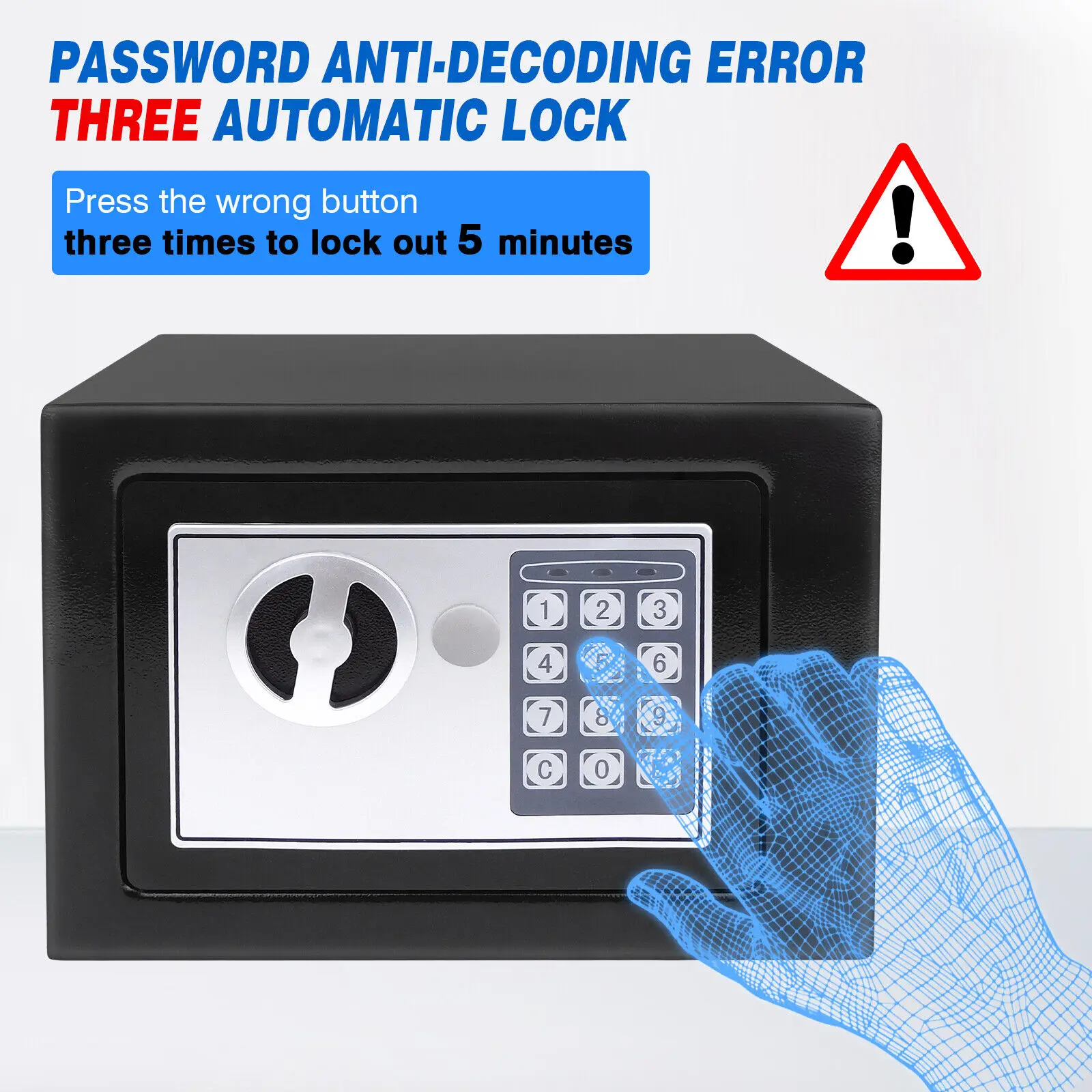 4.6L/8.5L/16L Safes for Home+ 2 Manual Override Keys,Security Safe Cash Box with Double Digital Keypad&Safety Key Lock Cabinet