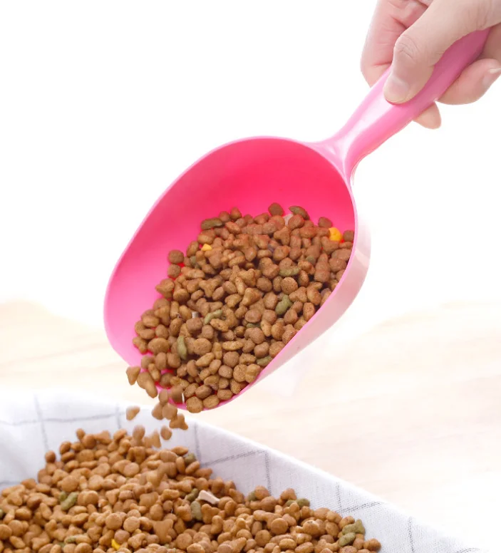 Hot Sale Plastic Dog Cat Food Spoon Shovel 3 Colors Convenient Feeder Plastic Pet Feed Scoop