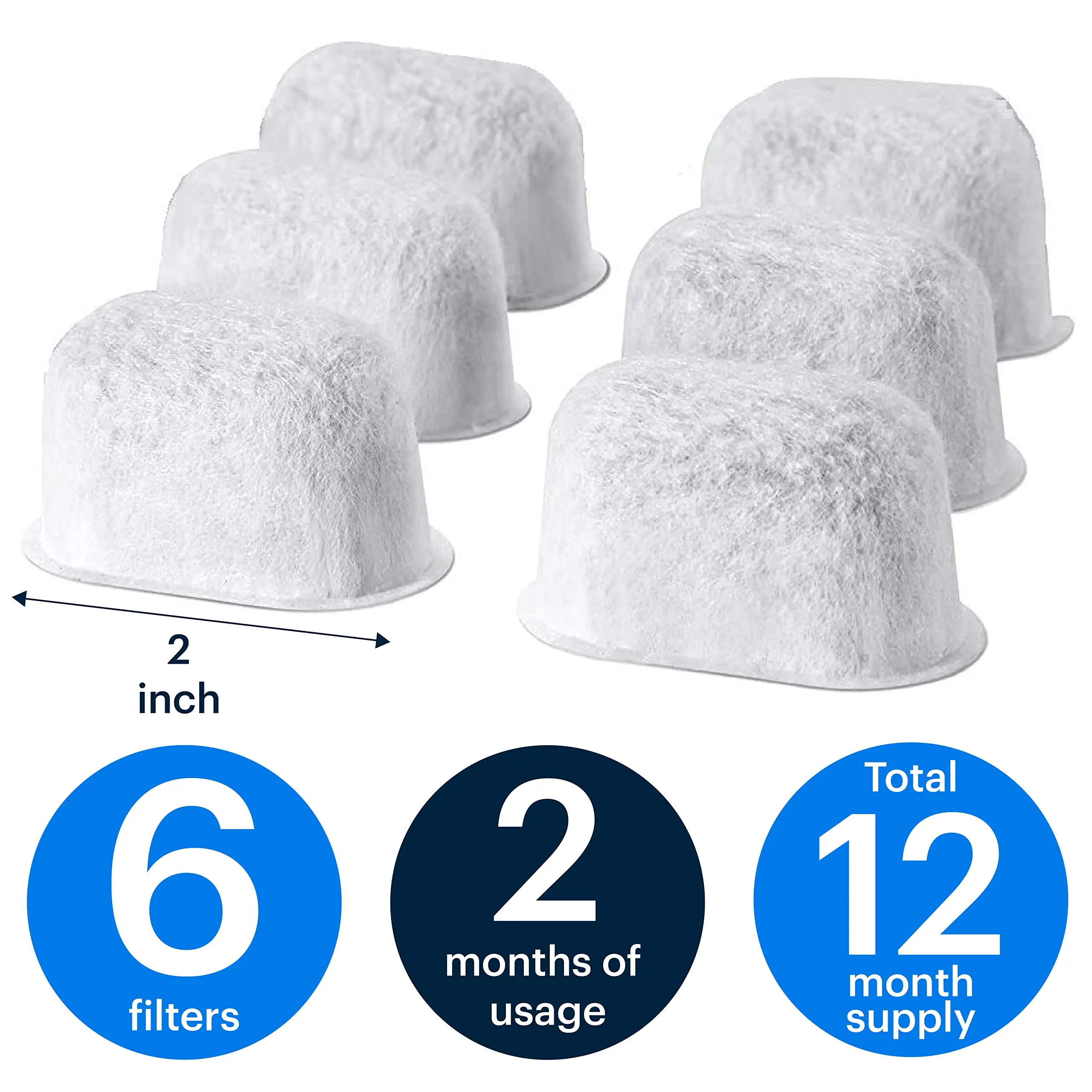 Leeseph 6 Pack Water Filter for Breville Espresso Machine - Compatible Breville BWF100 Coffee Maker Charcoal Filter Replacement