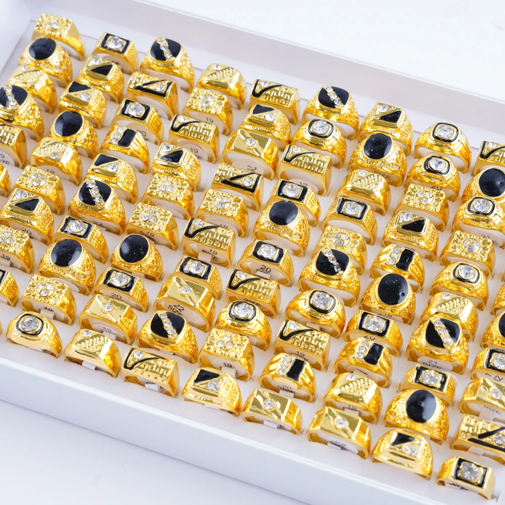 20Pcs/Lot Retro Punk Gothic Enamel Oil Drop Square Rings for Men Women Vintage Jewelry Accessories Party Gifts Mix Style