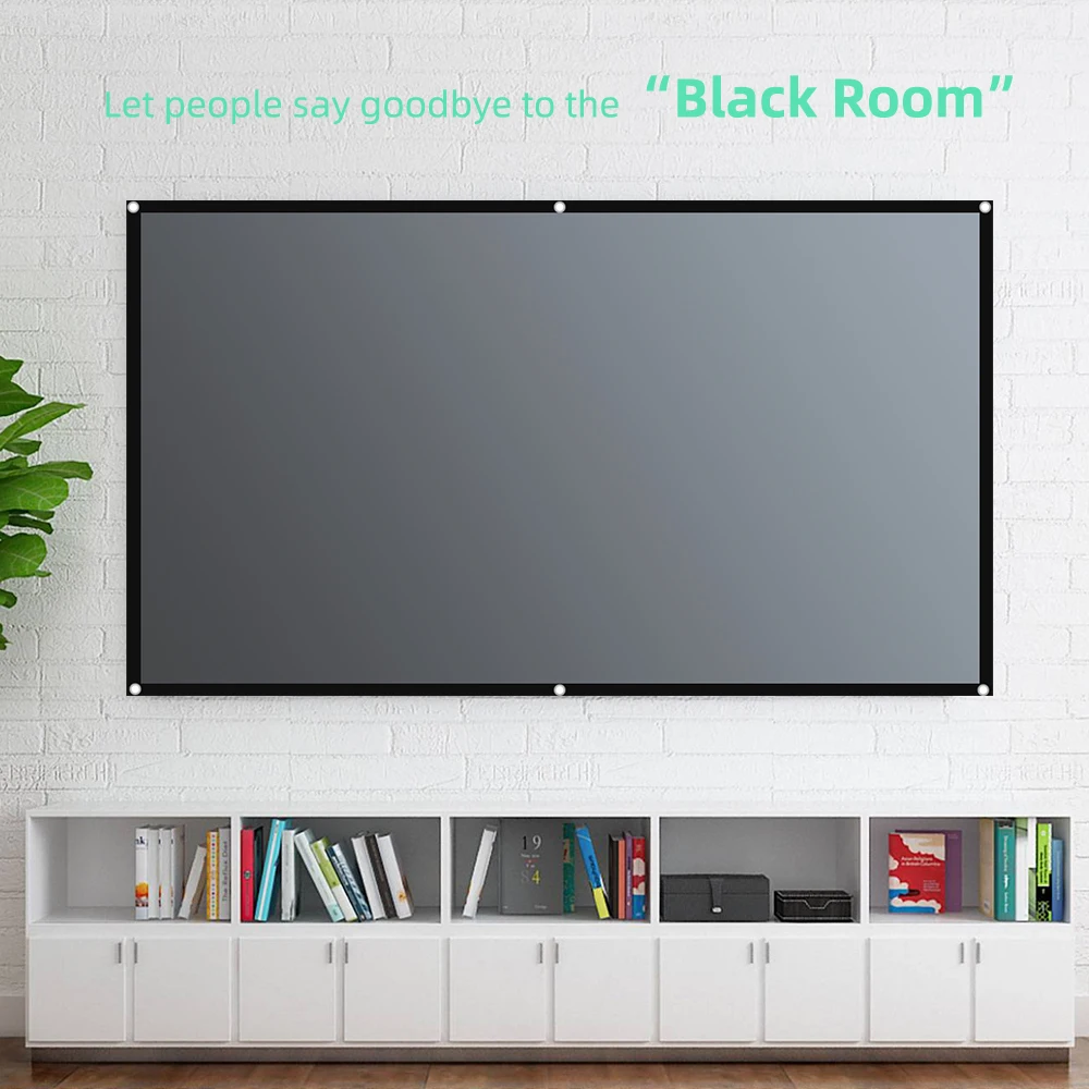 Salange Projector Screen 16:9 Metal Anti Light Curtain Reflective Fabric Cloth For YG300 XGIMI H3 HALO Mogo Xiaomi DLP Projector