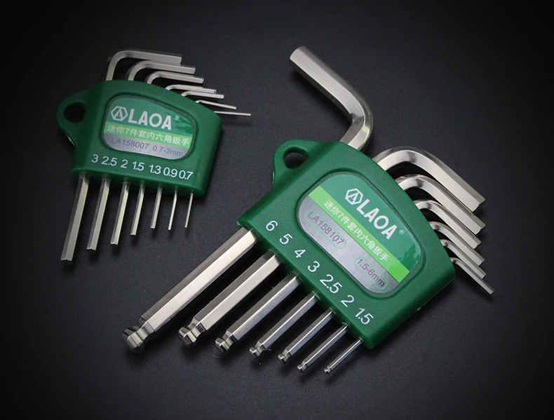 LAOA S2 alloy steel mini hex wrench small miniature 0.7/0.9/1.3/1.5/2/2.5/3mm Spanner Allen Key