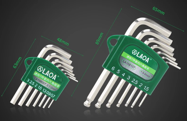 LAOA S2 alloy steel mini hex wrench small miniature 0.7/0.9/1.3/1.5/2/2.5/3mm Spanner Allen Key