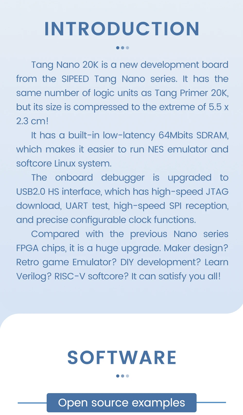 Sipeed Tang Nano 20K FPGA Development Board RISCV Linux Retro Game Player