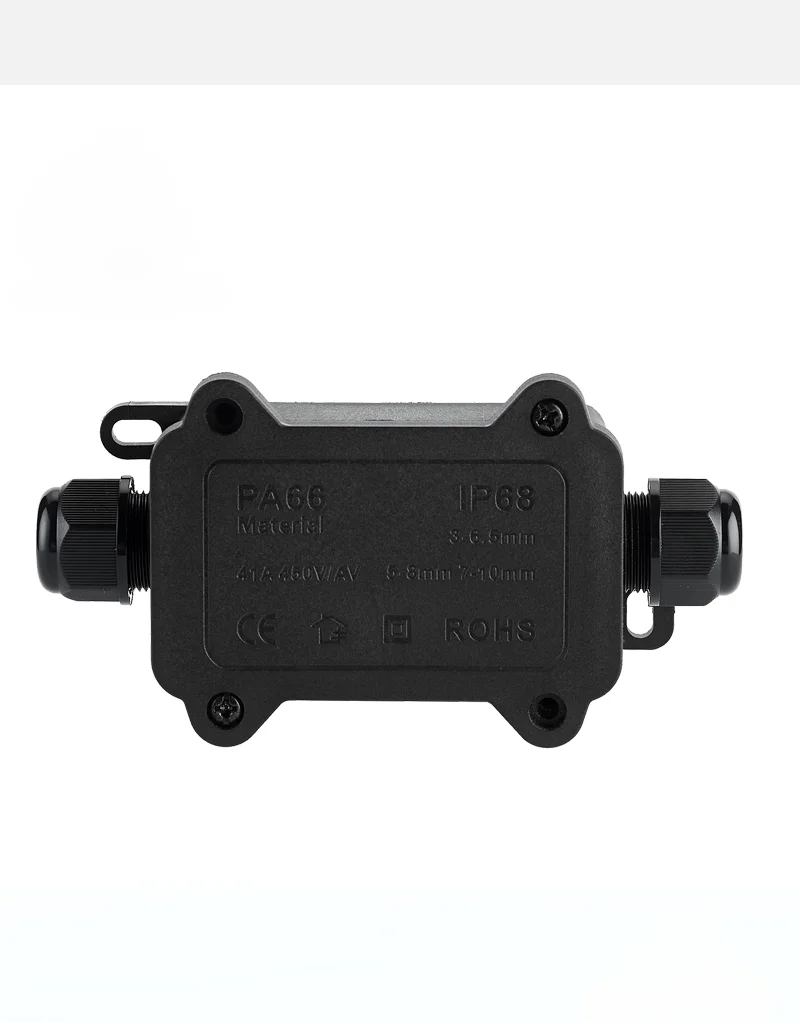 IP68 Outdoor Waterproof Junction Box – Black, 3 Way Mini Connector Box with PC Plastic and Terminal, Designed for Buried Wires
