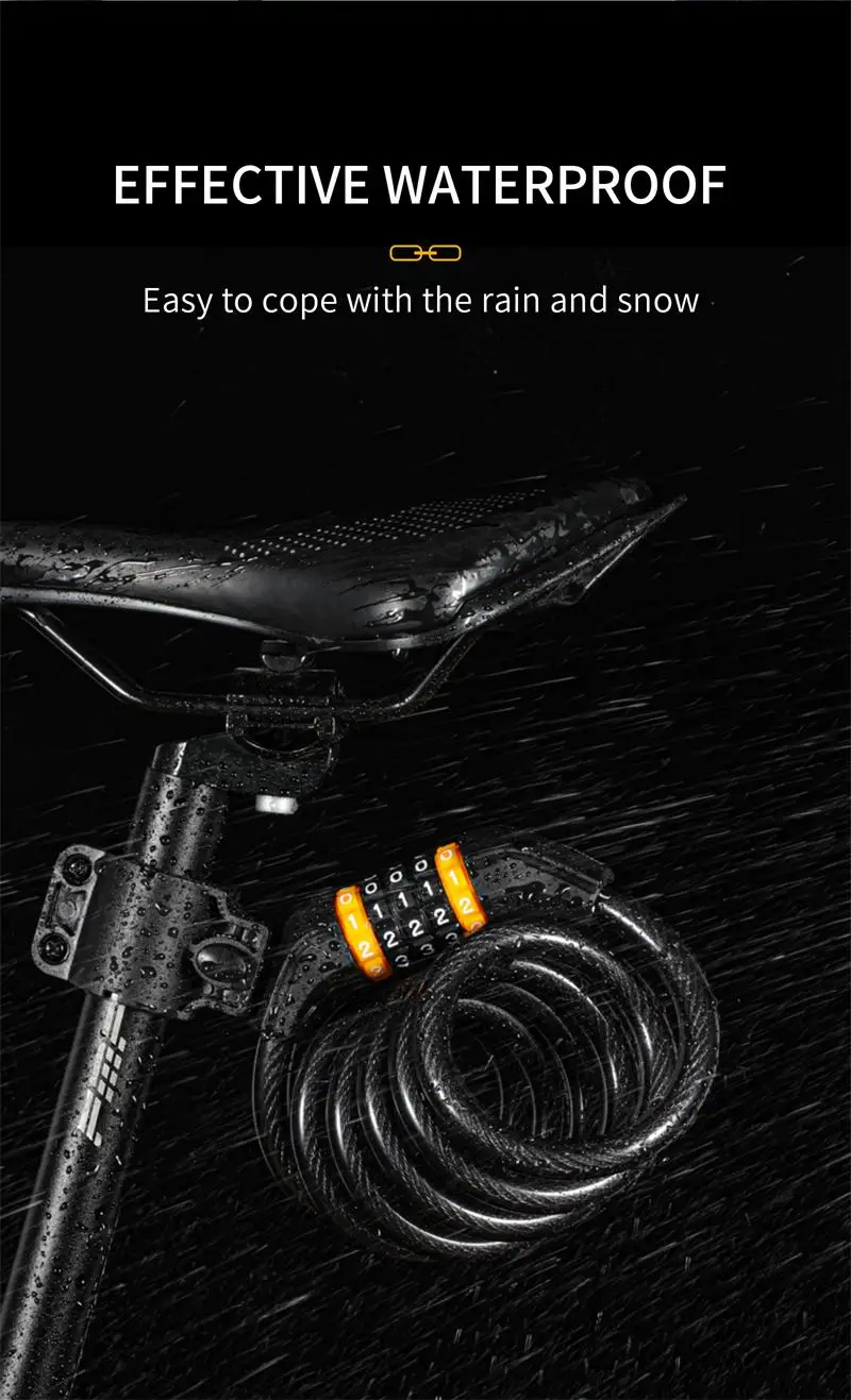 WEST BIKING Bike Cable Lock MTB Road Bike Anti-theft Safety Password Bicycle Locks for Scooter Motorcycle Bike Accessories