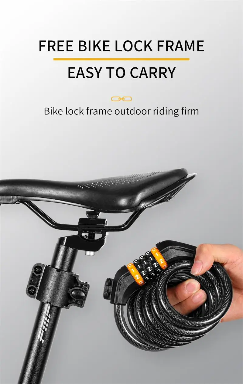 WEST BIKING Bike Cable Lock MTB Road Bike Anti-theft Safety Password Bicycle Locks for Scooter Motorcycle Bike Accessories