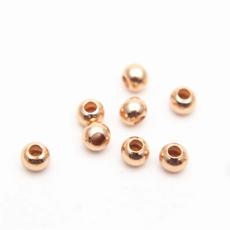 2mm 3mm Silver Gold Plated Brass Smooth Spacer Beads Tiny Metal Round Bead 2mm 3mm For Jewelry Making 200Pcs