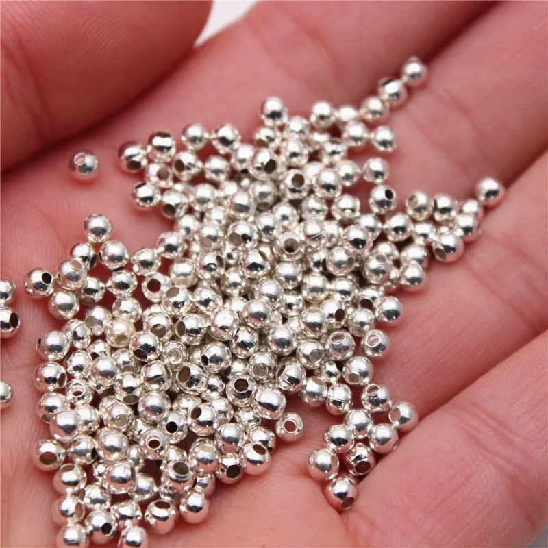 2mm 3mm Silver Gold Plated Brass Smooth Spacer Beads Tiny Metal Round Bead 2mm 3mm For Jewelry Making 200Pcs