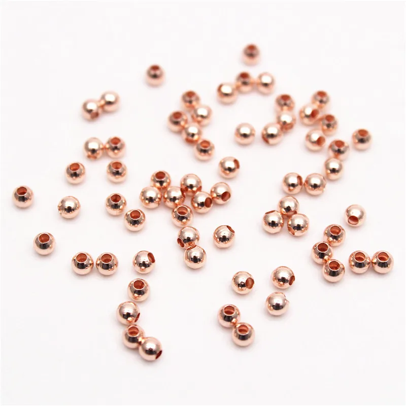 2mm 3mm Silver Gold Plated Brass Smooth Spacer Beads Tiny Metal Round Bead 2mm 3mm For Jewelry Making 200Pcs