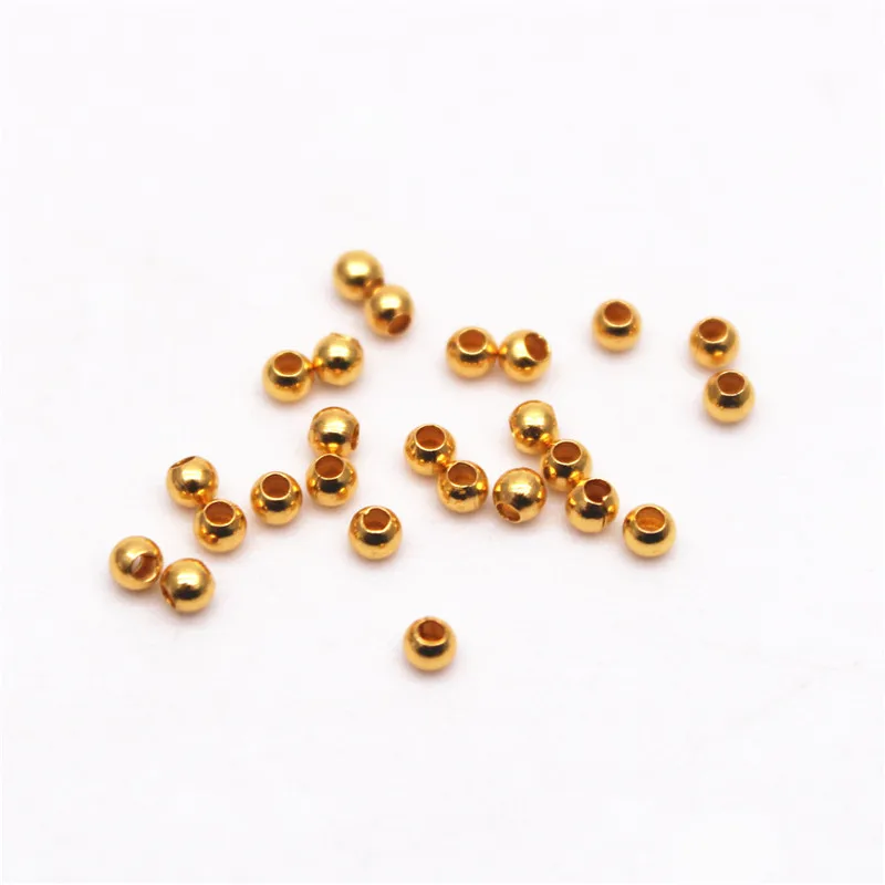 2mm 3mm Silver Gold Plated Brass Smooth Spacer Beads Tiny Metal Round Bead 2mm 3mm For Jewelry Making 200Pcs