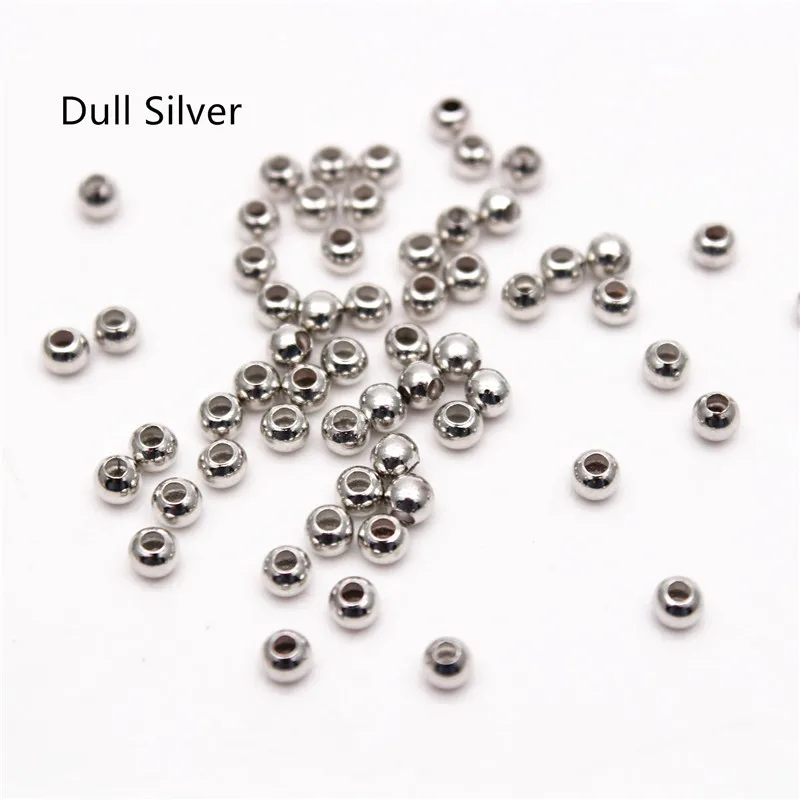 2mm 3mm Silver Gold Plated Brass Smooth Spacer Beads Tiny Metal Round Bead 2mm 3mm For Jewelry Making 200Pcs