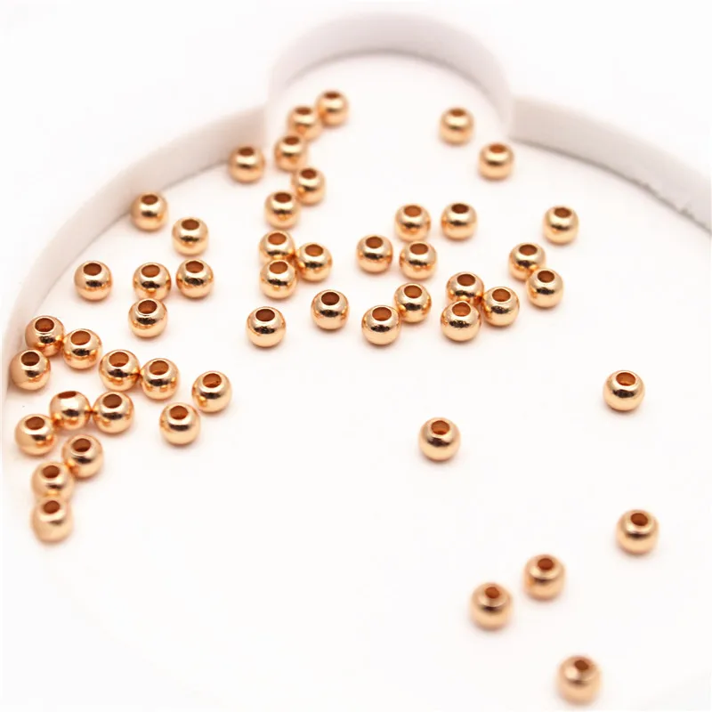 2mm 3mm Silver Gold Plated Brass Smooth Spacer Beads Tiny Metal Round Bead 2mm 3mm For Jewelry Making 200Pcs