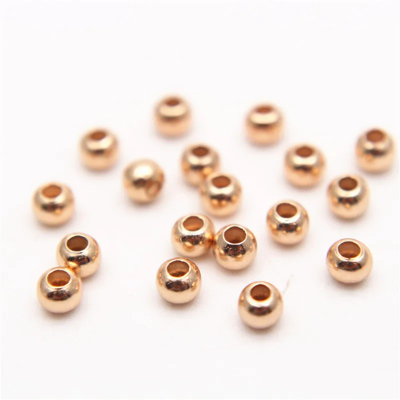 2mm 3mm Silver Gold Plated Brass Smooth Spacer Beads Tiny Metal Round Bead 2mm 3mm For Jewelry Making 200Pcs