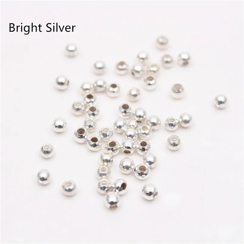 2mm 3mm Silver Gold Plated Brass Smooth Spacer Beads Tiny Metal Round Bead 2mm 3mm For Jewelry Making 200Pcs