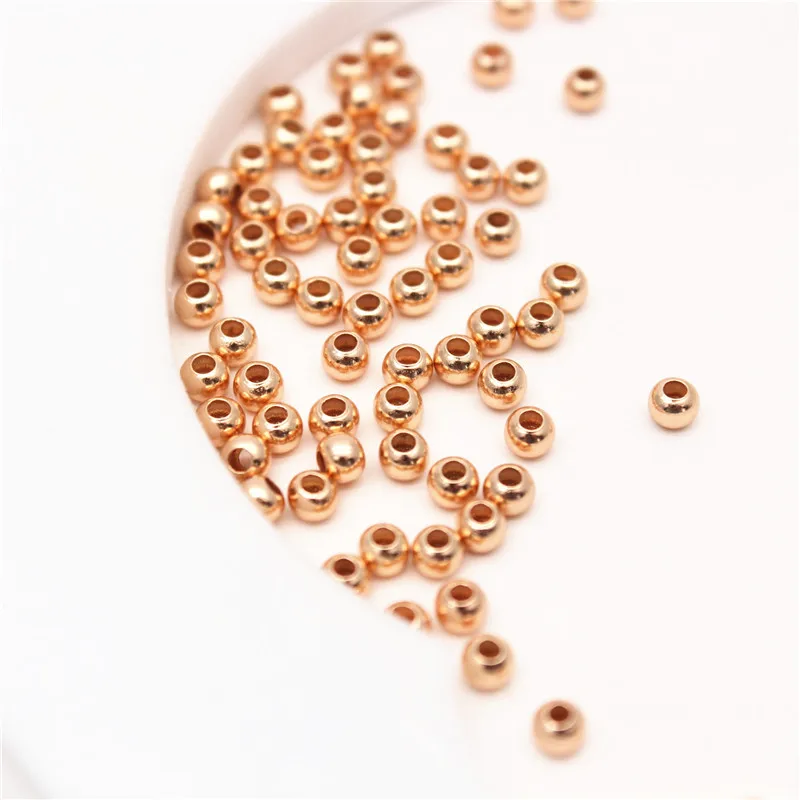 2mm 3mm Silver Gold Plated Brass Smooth Spacer Beads Tiny Metal Round Bead 2mm 3mm For Jewelry Making 200Pcs