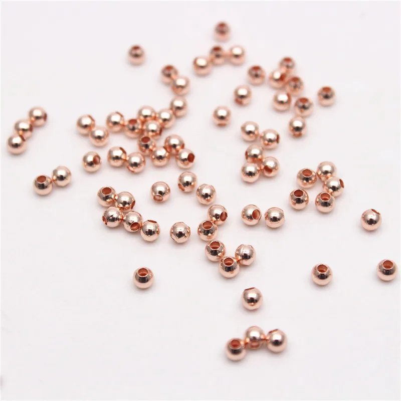 2mm 3mm Silver Gold Plated Brass Smooth Spacer Beads Tiny Metal Round Bead 2mm 3mm For Jewelry Making 200Pcs