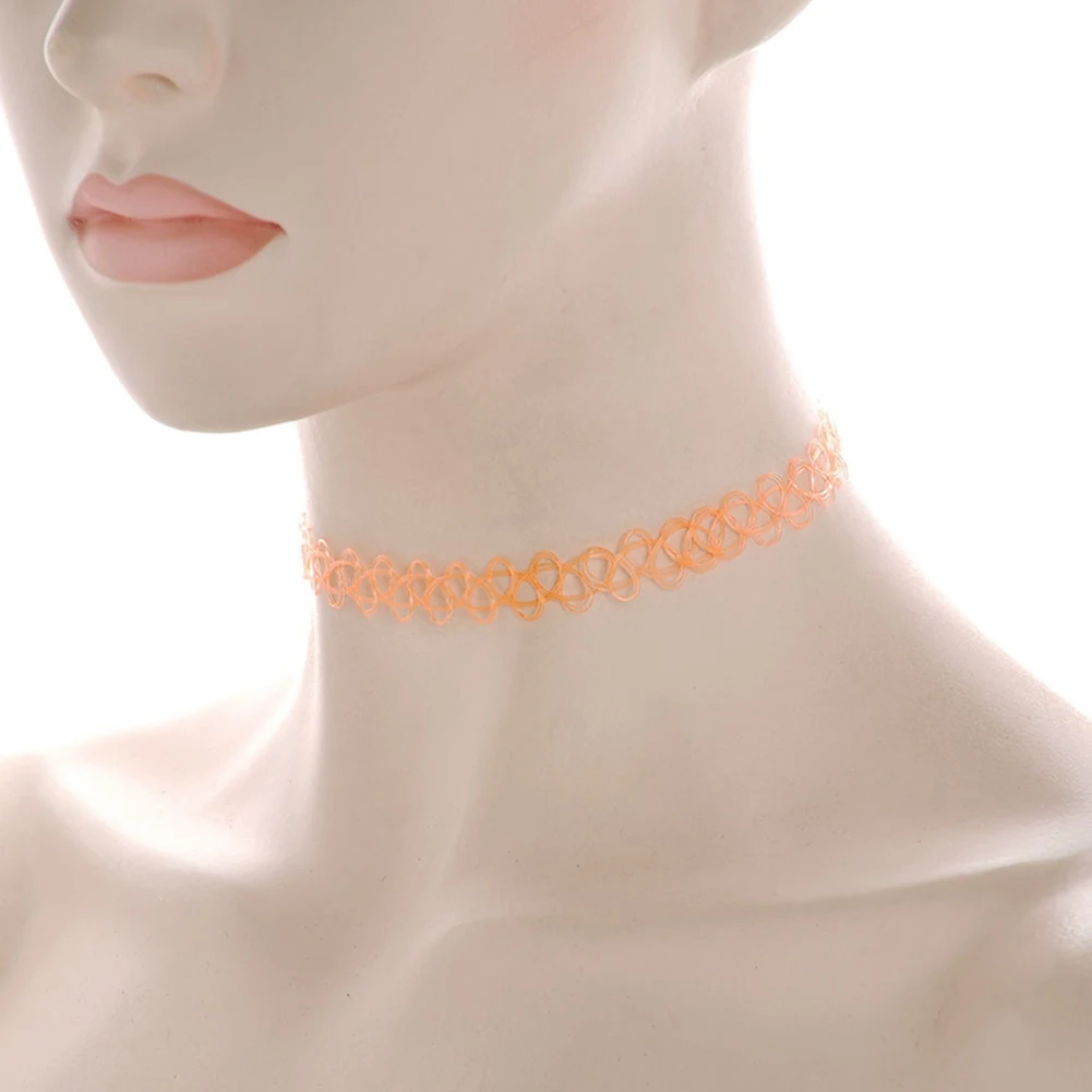 12pcs Hot Sale Vintage Chokers Necklaces For Women Stretch Tattoo Necklaces Elastic Chocker Simple Trendy Girls Short Pendant
