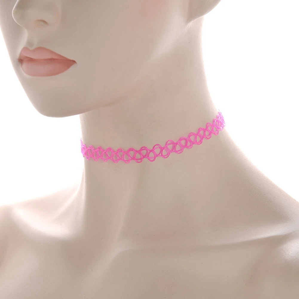 12pcs Hot Sale Vintage Chokers Necklaces For Women Stretch Tattoo Necklaces Elastic Chocker Simple Trendy Girls Short Pendant