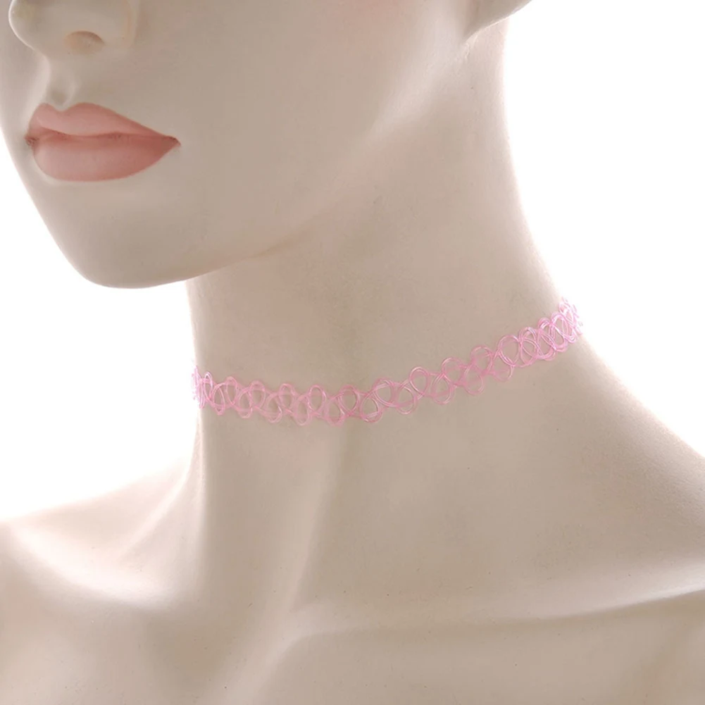 12pcs Hot Sale Vintage Chokers Necklaces For Women Stretch Tattoo Necklaces Elastic Chocker Simple Trendy Girls Short Pendant