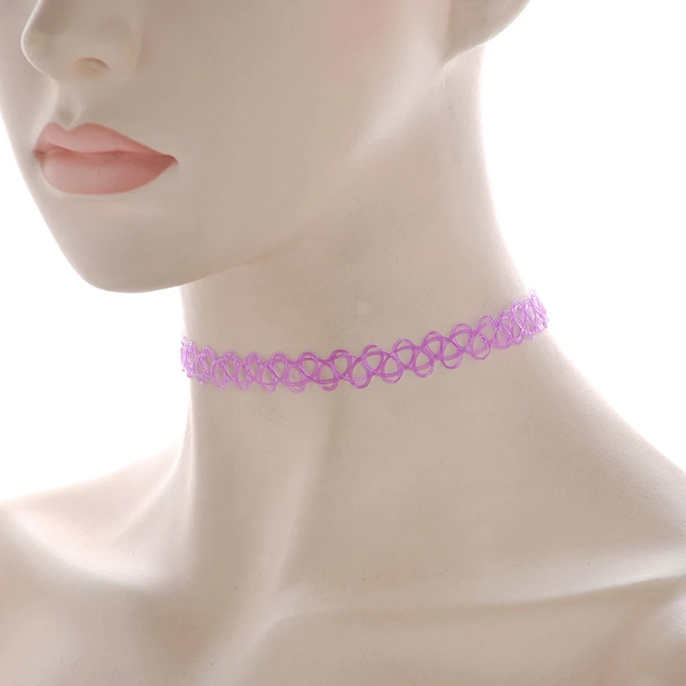 12pcs Hot Sale Vintage Chokers Necklaces For Women Stretch Tattoo Necklaces Elastic Chocker Simple Trendy Girls Short Pendant