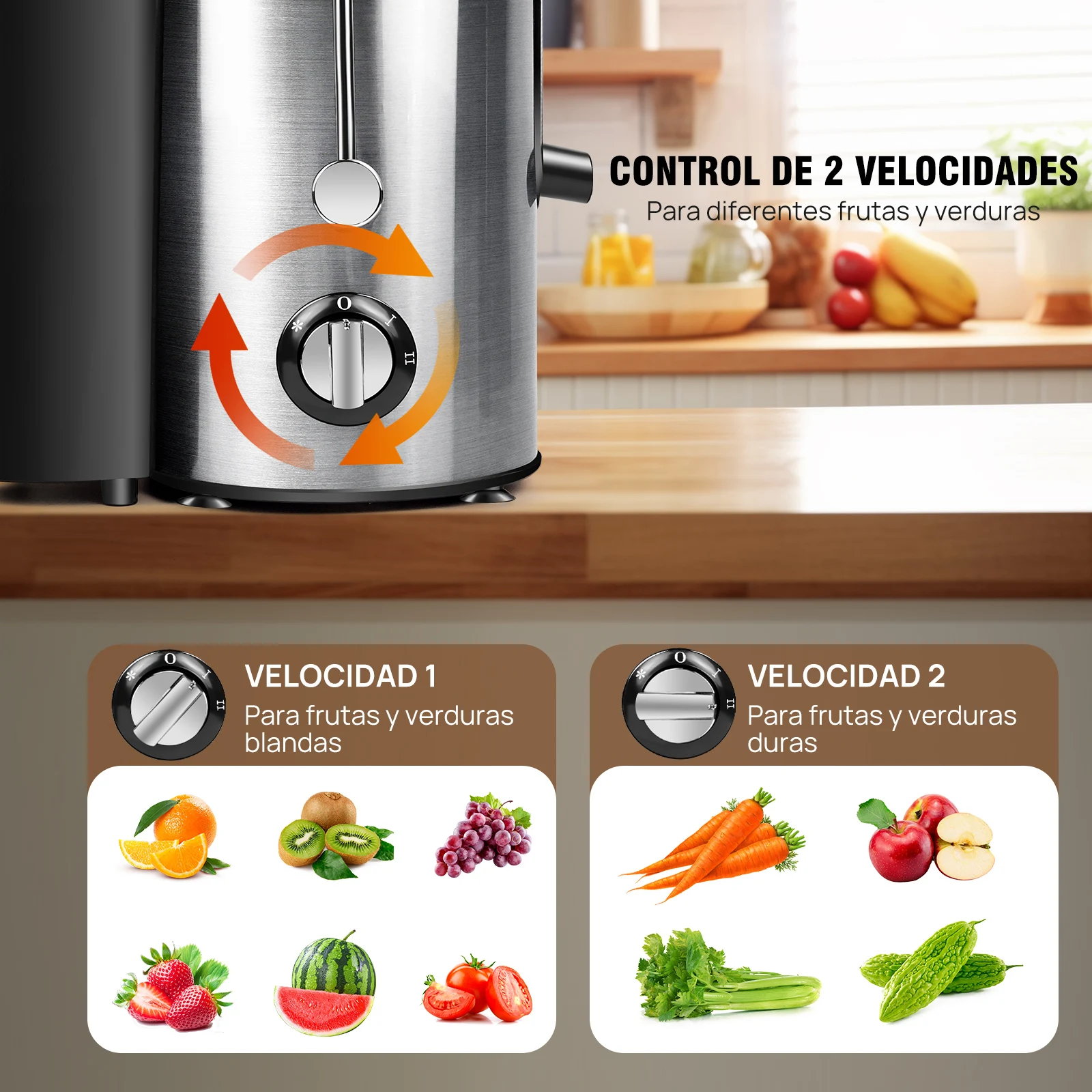 DayPlus 900W Juicer, Centrifugal Juicer Machines Whole Fruit and Vegetable, 65mm Wide Mouth Juicer Extractor with 2 Speed, 500ml
